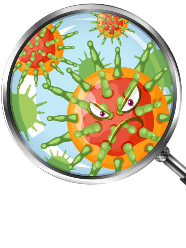 Close up germ using magnifying glass